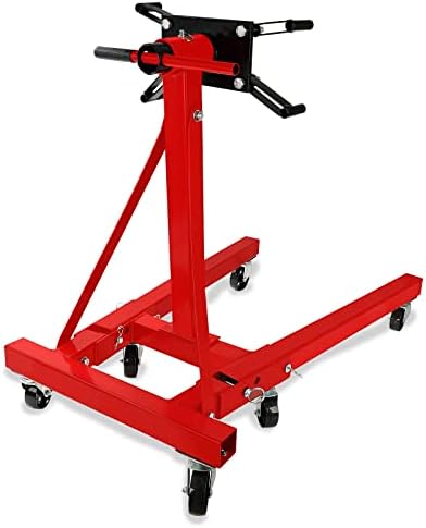 Engine Stand, 2000 lbs Foldable Engine Stand for Auto Repair and Rebuild, Motor Hoist Dolly Mover Jack - Red