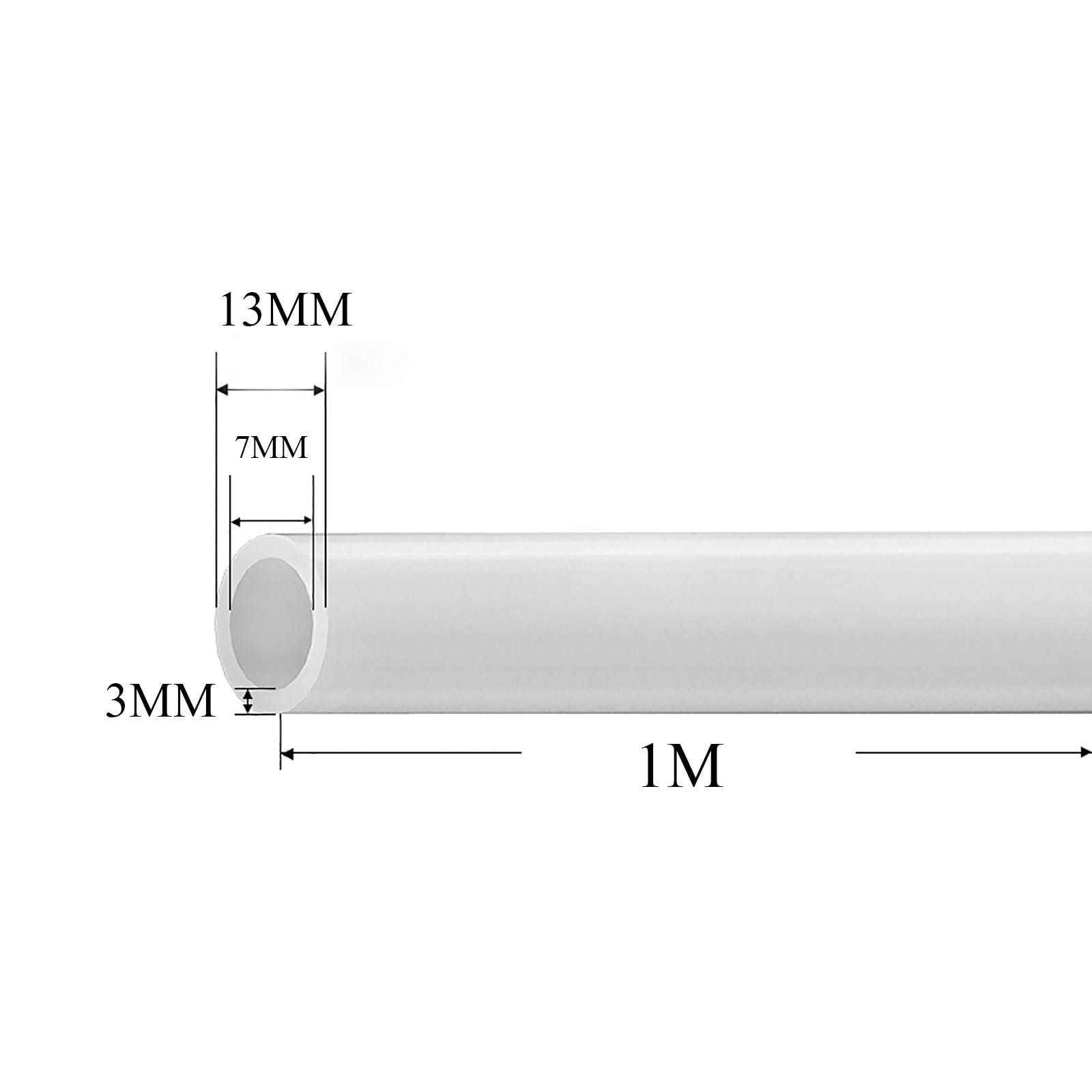 COYOUCO 7Mm ID Silicone Tubing, 1M Length Food Grade Pure Silicone Hoses, High Temp Tube for Home Brewing, Wine Making,7 * 13mm