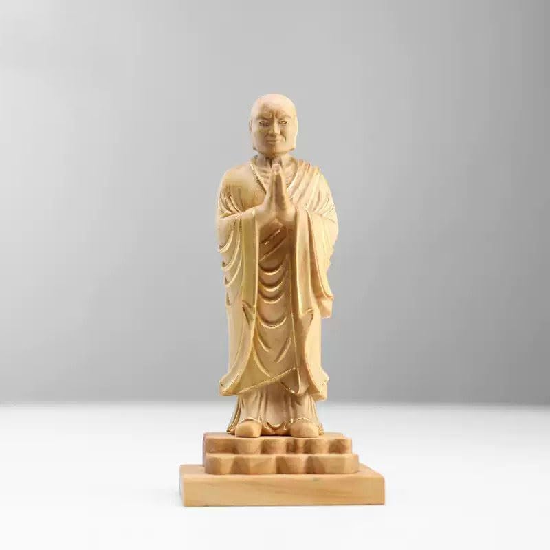 木彫りの仏像【迦葉・阿難 尊者】菩薩像 ツゲ 柘植 木製彫刻 2体セット