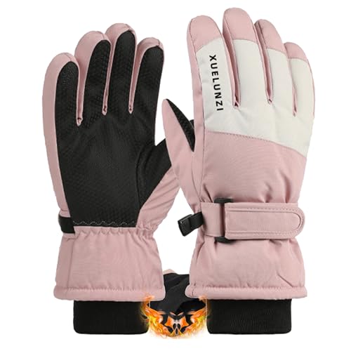 Bawnhaw Kids Winter Snow Ski-Gloves for Boys Girls Waterproof Windproof Anti-Slip Touchscreen Warm Fleece Gloves for Teen Cold Weather Skiing Snowboarding Running Cycling