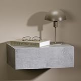 CARO-Möbel Hängender Nachttisch Anne mit Schublade in Betonoptik - griffloses öffnen & platzsparend durch Wandmontage, robuste Spanplatte