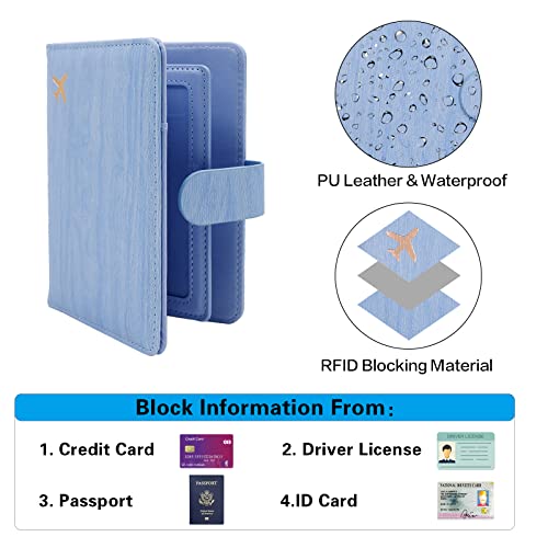 Image of Melsbrinna Rfid Passport Holder for Travel women /Men, Cute Passport Wallet Rfid Blocking Card Slots, Rfid Passport Cover /CaseTravel Wallet, Passport Book Holder (1, Blue4)