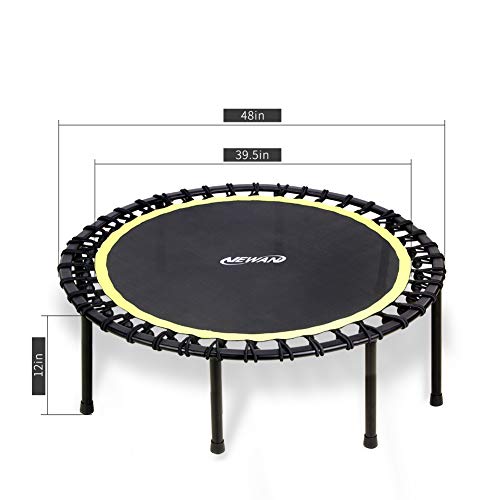 Newan 48" Silent Trampoline, Fitness Trampoline Bungee Rebounder Jumping Cardio Trainer Workout for Adults - Max Limit 330 lbs