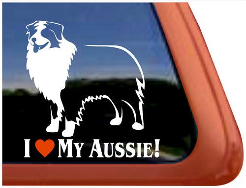 I Love My Aussie | NickerStickers® Vinyl Australian Shepherd Dog Window Decal Sticker