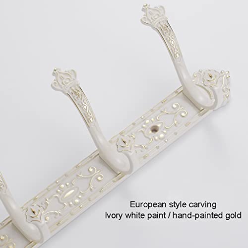 Perchero de Pared Perchero Dorado y Blanco Montaje en Pared, Percheros detrás de la Puerta, Ganchos de Pared Estante para baño, Dormitorio, Entrada Perchero (Color: B, Tamaño: 5 Ganchos)