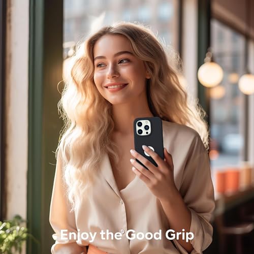 Image of Elzzi Microfiber Logo Cut Cover Compatible for iPhone 16 Pro Max Case Liquid Silicone Cases Full Body 4 Layer Protective Covers Shockproof Back Cover with High Raised Camera Lips (6.9 inch, Black)