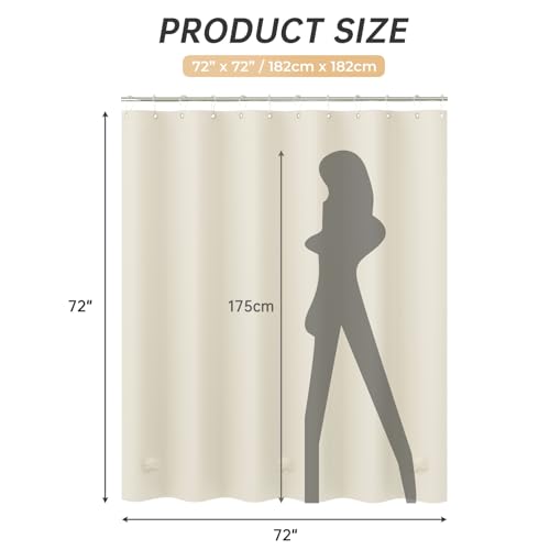Image of AmazerBath Plastic Shower Curtain Liner, 72 x 72 Inches EVA 8G Heavy Duty Beige Waterproof Weighted Thick Bathroom Curtain with 3 Clear Weights and 12 Rustproof Grommet Holes