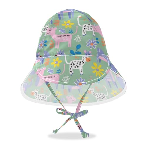 Colorful Childish Cartoon Animals Toddler Sunhat Toddler Boy Summer Hat Girl UV Protection Large Brim Traveling Swim