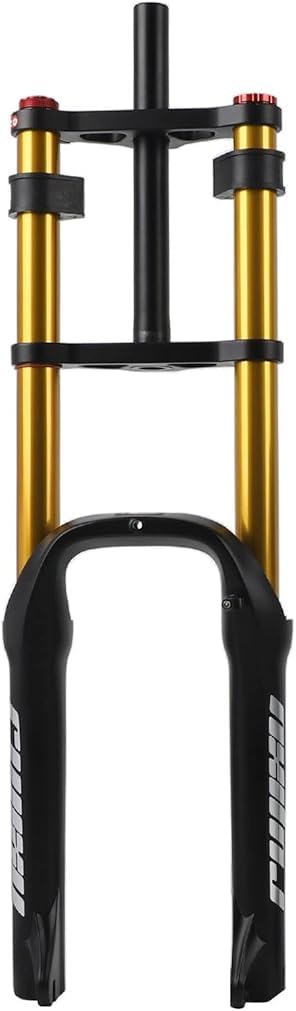 Forcella Ammortizzata per Bici elettrica da 20 Pollici, Pneumatico da 4,0", Forcella per Fat Bike, Escursione 110 mm, Forcella ad Aria, Doppia Spalla, Ritorno Regolabile, Tubo Dritto, forcel