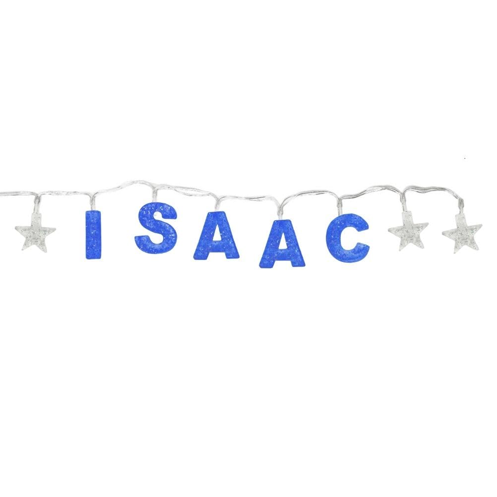 Mulberry Studios Isaac - Indoor Decorative LED String Lights Hanging Decorations Light Up Your Name in LED Blue Lights