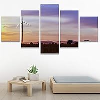 SIGNWIN 5 Panel Canvas Wall Art Modern Art Coastal Colorful Multicolor Photography Romantics Sunset for Home Decorations Ready to Hang - 60
