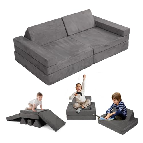 OOOK 8 pcs Modular Kids Play Couch,Toddler Couch Sofa for Bedroom and Playroom Furniture,Imaginative Furniture Play Set for Creative Kids