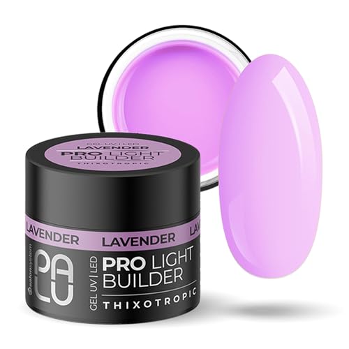PALU - Gel costruttore per unghie - Gel UV/LED - Nail Art - Tissotropico, auto-livellante, multifunzionale - Brillantezza intensa, duro, senza limatura - Estensione e rinforzo - 45 gLavender