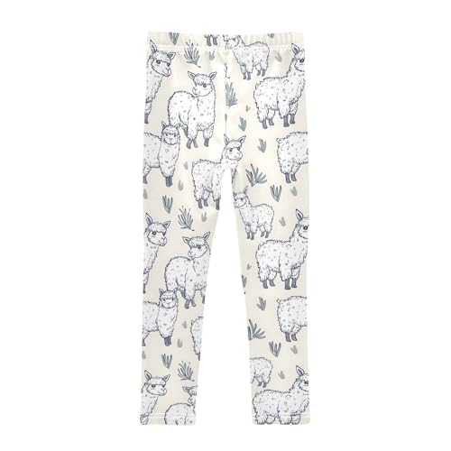 Alpacas Hand Drawn Girls Leggings Athletic Pants Tights Stretch Bottom2