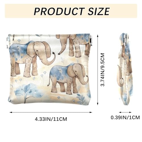 Cute Elephants Coin Purse Leather Pouch Change Purse, Squeeze Coin Pouch for Cards, Keys & Lipsticks, Unisex3