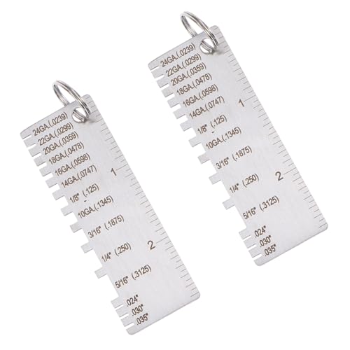 2 piezas Calibrador de espesor de soldadura de acero inoxidable Medidor de grosor de chapa metálica para inspección precisa de espesor de metal Diseño compacto con llavero para fácil transporte miniatura 1