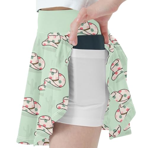 Girls Skorts High Waist Athletic Skirts with Shorts Cowboy Hat Stretchy Teens Performance Tennis2