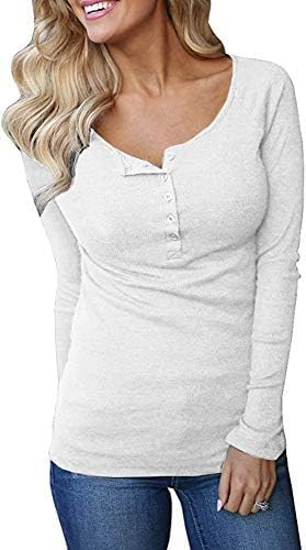 Remikstyt Womens Long Sleeve Henley Shirts Ribbed Button Down Casual Tunic Tops - Image 2