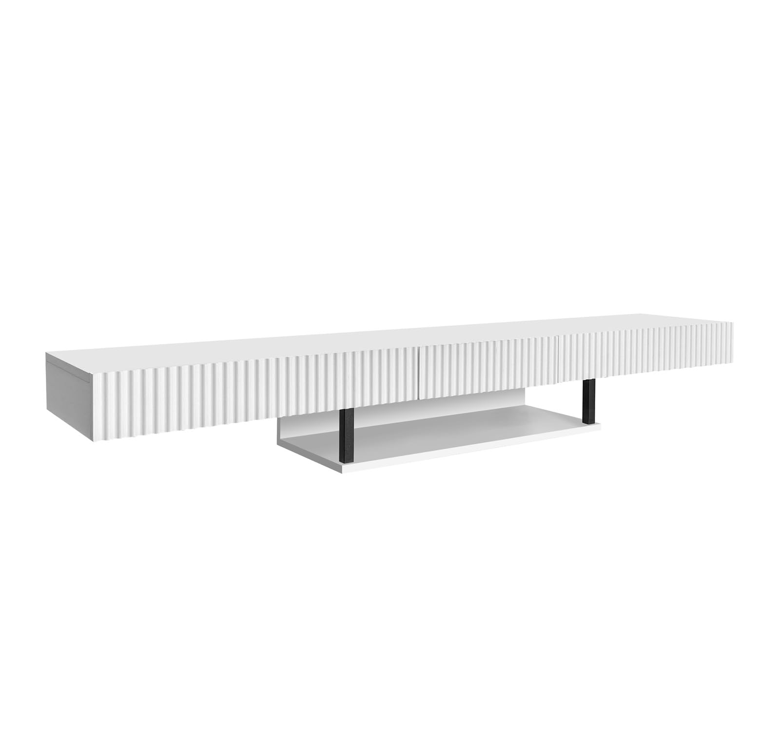 MB Muebles Bonitos | Mobile TV sospeso 150 cm colore bianco Renzo | Per soggiorno e sala da pranzo moderni | 1 cassetto | Struttura in melamina opaca 150x40x22 cm