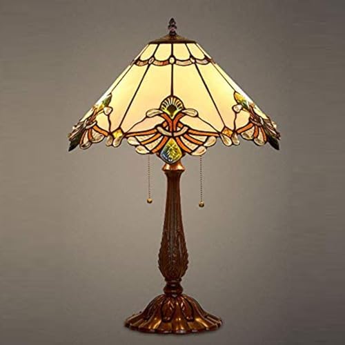 Image of Mission Lamp Shade Replacement Green Red White Tiffany Stained Glass Lampshade Only with Cap Fit for Table Lamp Floor Lamp Reading Desk Lamp Ceiling Pendant Light Chandelier,White,13in
