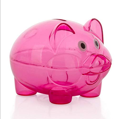 Kinshops Cartoon Pig bank Transparent Piggy Bank money coin collector,red