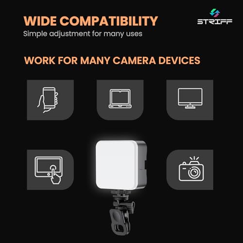 Image of STRIFF Blaze-1 LED Video Light for Phone, Camera, Laptop, Meeting, Photography, and Lighting, with Clip & Type C, Dimmable & Rechargeable for Selfie Stick Tripod, 2000mAh, 4.5W