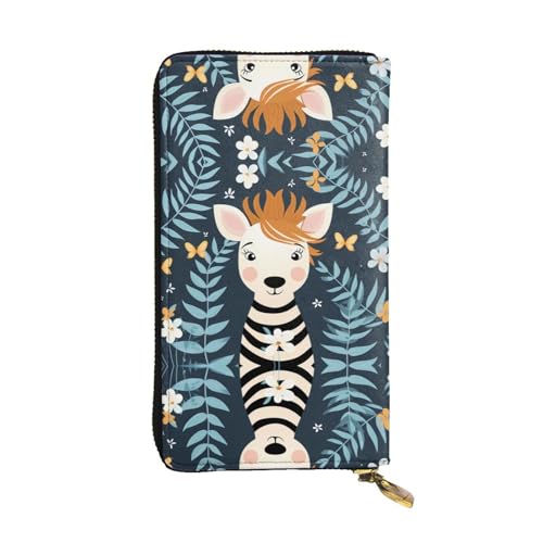 zebra print printing Women's leather long handheld wallet large capacity credit card zipper bag