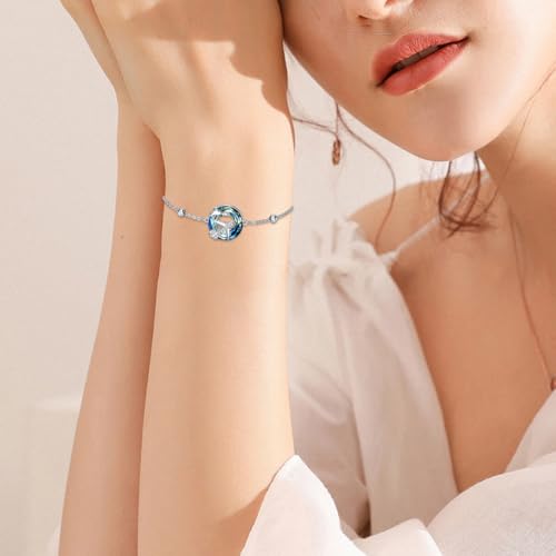 MONGAS Airplane Bracelet 925 Sterling Silver Airplane Link Bracelet Created Crystal Bracelets Travel Jewelry for Women Pilot Flight Attendant Gifts2