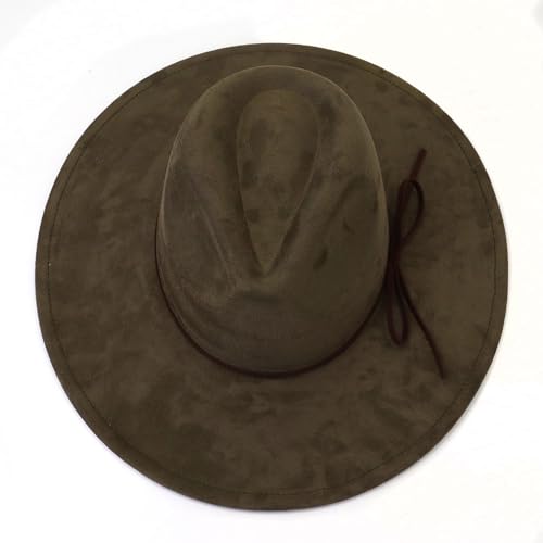 Image of Fedora Hats for Women Man with Big Wide Brim Classic Suede Panama Hat Western Outdoor hat