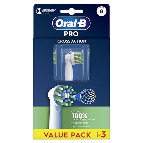 Oral-B Pro CrossAction Recambios para Cepillo de Dientes Eléctrico, Pack de 3 Cabezales, Blanco - Originales (Tamaño Buzón)