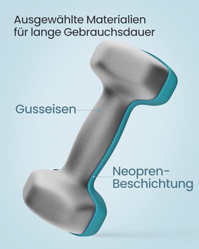 SONGMICS Kurzhantel Set, Hexagon, mit Hantelständer, 2 x 1 kg, 2 x 2 kg, 2 x 3 kg, mattes Finish, Neopren-Beschichtung, Krafttraining, zu Hause, limettengrün, aquamarin und hellgrau SYL612GN