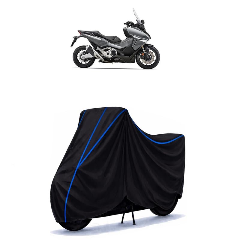 Image of Scooty Cover Water Resistant for Forza 750 | Universal Scooter & Bike Cover | Heavy Duty UV Dust, Rain & Scratch Protection | Elastic Fit All Weather Indoor Outdoor | Black with Blue Piping