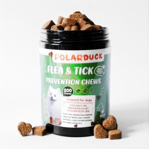 Flea & Tick Chewables for Dogs - 200 Soft Treats: Natural Immunity Support and Daily Oral Treatment for All Breeds & Ages - Vet-Recommended | Chicken Flavour