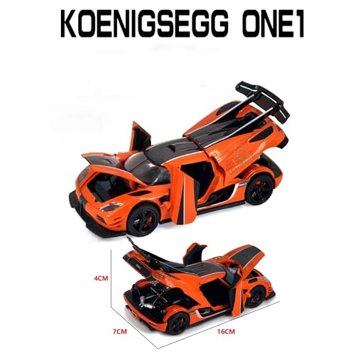 Image of Alokik Enterprise 1:32 Koenigsegg Jesko One1 Die-Cast Metal Pull Back Car with 2 Openable Doors with Sounds and Lights Toy Decoration Car Best Gift Toys for Kids【Orange】