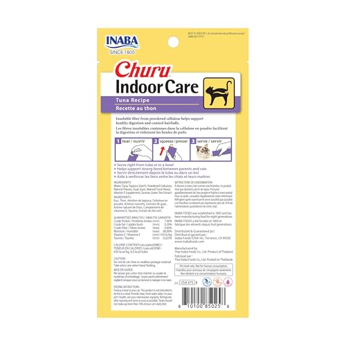INABA Churu Indoor Care for Hairball Control, Functional Lickable Cat Treat with Taurine & Green Tea Extract, 0.5oz Each, Tubes, Tuna Recipe (Pack of 48) - image 6