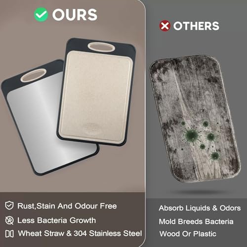 Tagliere professionale da cucina, double-face, in acciaio inox, in titanio, lavabile in lavastoviglie - immagine 6