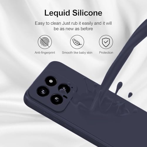 Image of DIZORO Compatible with Mi Xiaomi 14 5G Back Cover with Upgraded Square Edges for Camera Protection Shockproof Flexible Matte Liquid Silicone Mobile Phone Case (Navy)