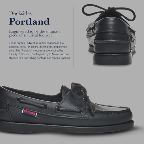 Image of Sebago Docksides Portland Women's Boat Shoes - Full Grain Leather with Leather Sock Lining, 360 Rawhide Laces, Non-Marking Slip Soles