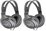 Panasonic RP-HT161E-K HiFi-Kopfhörer - 2 m langes Kabel, 10-27.000 Hz, 30 mm Wandler, schwarz (Packung mit 2)