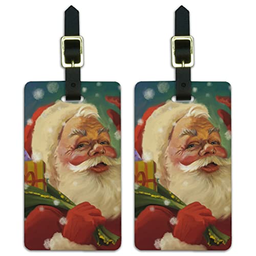 Christmas Santa and His Toy Sack Luggage ID Tags Cards Set of 2
