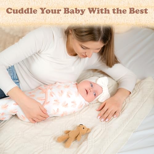 Image of Swaddles for Newborns - 3-Pack Infant Swaddles 0-3 Months - Adjustable Swaddle Sleep Sack with Zipper - Soft Organic Cotton Baby Wrap for Safe & Cozy Sleep