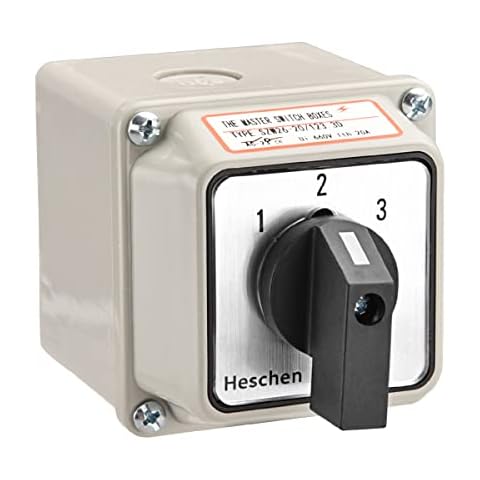 Heschen Universal Drehnockenwahlschalter SZW26-20/123.3D 660V 20A 3 Position 3 Phasen 12 Terminals, CE mit Hauptschalter Außenbox LW28-20/4 Cover