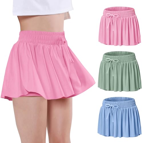 Image of EXARUS Girls Butterfly Shorts Athletic Flowy Cheer Dance Skorts Teen