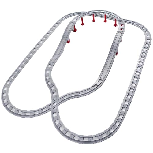 Juego de 67 rieles de bloques de construcción, carriles urbanos con cruce, pista recta, curva, rieles inclinados, compatible con el líder del mercado a partir de 2 años