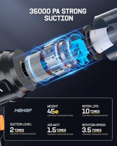 Car Vacuum Portable Cordless 35000PA High Power Suction Blower Wireless Handheld Vacuum Cleaner for Car Home Office PetStarburst Black