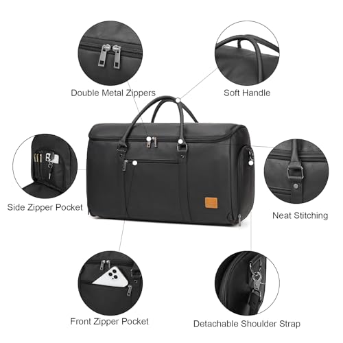 Image of seyfocnia Garment Bags for Travel, Carry On Garment Bag Backpack, Convertible Garment Duffle Bag for Men Women, 4 in 1 Hanging Dress Suitcase Suit Travel Bag