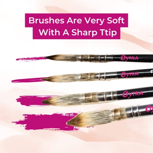 Image of Oytra Mop Brush 4 Pcs Set for Artists Painting Calligraphy Watercolor Quill Oil Acrylics with Wooden Handle Vegan Soft Bristles