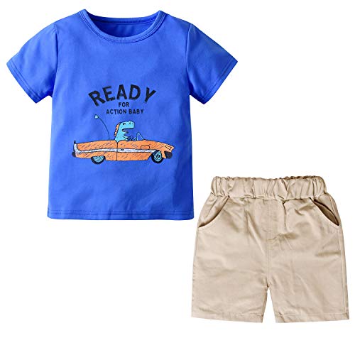 Boys Summer Clothes Outfits Sets Short Sleeve T-Shirt & Shorts Play-Wear Boy Shorts Sets Blue