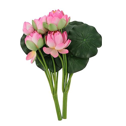 Levemolo 2Pcs Artificial Lotus Flowers Bouquets Simulation Flower Decoration for Wedding Home EVA Water Lily Adornments for Living Office Events