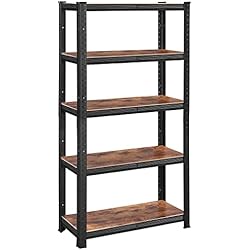Estanteria 150 Alto SONGMICS Estantería, 30 x 75 x 150 cm, Carga de 650 kg (130 kg por Nivel), Estantería Industrial, Estantes Ajustables en Altura, para Salón, Cocina, Negro y Marrón Rústico GLR030B01
